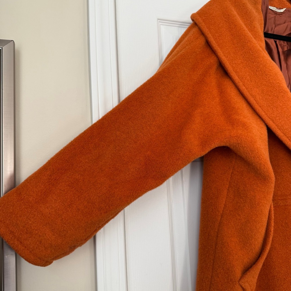 MAXMARA Burnt Orange Oversized Shawl Collar Wool Blend Cocoon Coat- DAMAGED - Picture 2 of 16